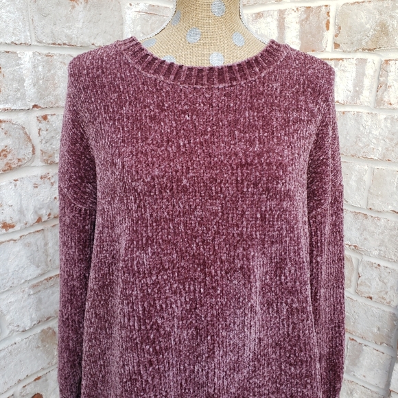 Chenille knit sweater maroon small Seven7 oversize - Picture 7 of 9